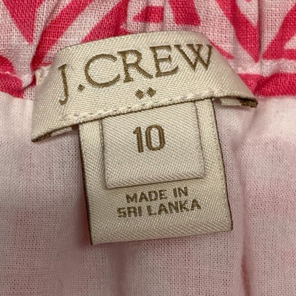 J. Crew Skirt sz 10 Pink Short Length Elastic Waist Lined Patterned Linen Blend - Picture 6 of 9